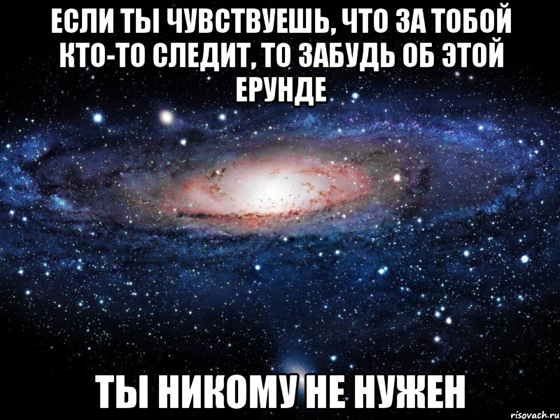 если ты чувствуешь, что за тобой кто-то следит, то забудь об этой ерунде ты никому не нужен, Мем Вселенная