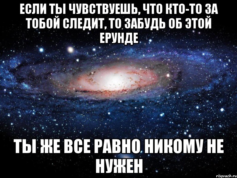 если ты чувствуешь, что кто-то за тобой следит, то забудь об этой ерунде ты же все равно никому не нужен, Мем Вселенная