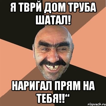 Я тврй дом труба шатал! Наригал прям на тебя!!“, Мем Я твой дом труба шатал