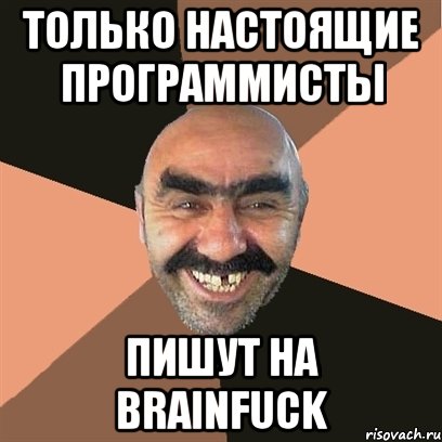 Только настоящие программисты пишут на Brainfuck, Мем Я твой дом труба шатал