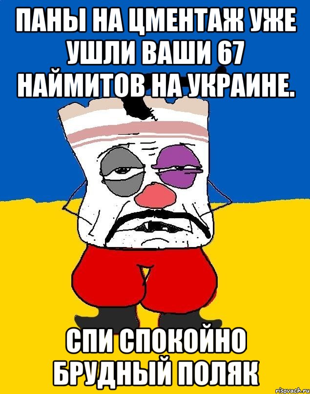 Паны на цментаж уже ушли ваши 67 наймитов на украине. Спи спокойно брудный поляк, Мем Западенец - тухлое сало