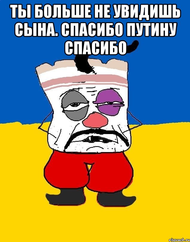 ТЫ БОЛЬШЕ НЕ УВИДИШЬ СЫНА. СПАСИБО ПУТИНУ СПАСИБО , Мем Западенец - тухлое сало