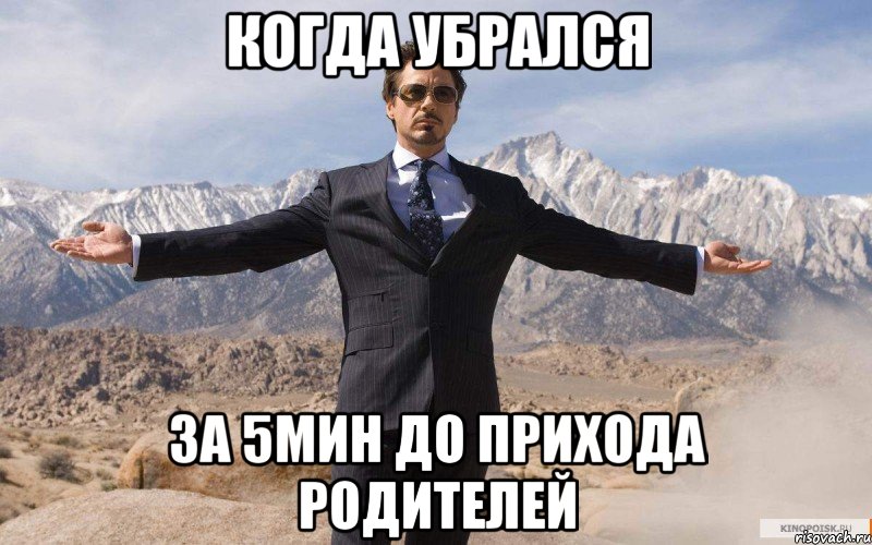 Когда убрался за 5мин до прихода родителей, Мем железный человек