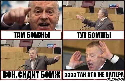 ТАМ БОМЖЫ ТУТ БОМЖЫ ВОН, СИДИТ БОМЖ аааа ТАК ЭТО ЖЕ ВАЛЕРА, Комикс жиреновский