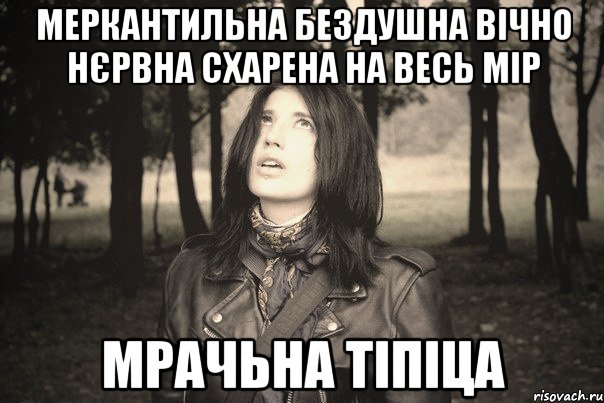 МЕРКАНТИЛЬНА БЕЗДУШНА ВІЧНО НЄРВНА СХАРЕНА НА ВЕСЬ МІР МРАЧЬНА ТІПІЦА, Мем --