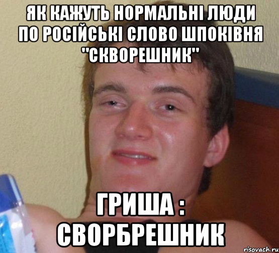Як кажуть нормальні люди по російські слово шпоківня "Скворешник" Гриша : Сворбрешник