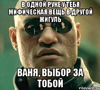 В одной руке у тебя мифическая вещь в другой жигуль Ваня, выбор за тобой, Мем  а что если я скажу тебе