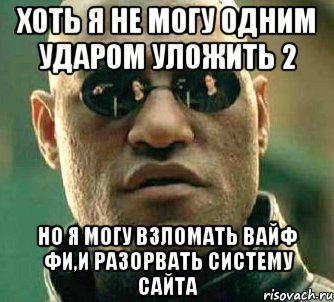 Хоть я не могу одним ударом уложить 2 Но я могу взломать вайф фи,и разорвать систему сайта, Мем  а что если я скажу тебе