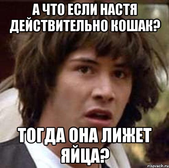 А что если Настя действительно кошак? тогда она лижет яйца?, Мем А что если (Киану Ривз)