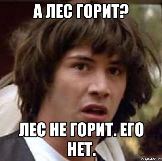 А лес горит? Лес не горит. Его НЕТ., Мем А что если (Киану Ривз)