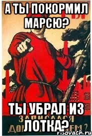а ты покормил Марсю? Ты убрал из лотка?