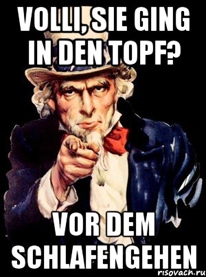 Volli, Sie ging in den Topf? vor dem Schlafengehen, Мем а ты