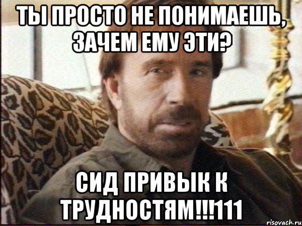 ты просто не понимаешь, зачем ему эти? Сид привык к трудностям!!!111, Мем чак норрис