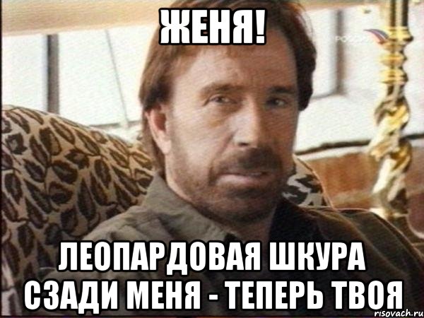 Женя! леопардовая шкура сзади меня - теперь твоя, Мем чак норрис