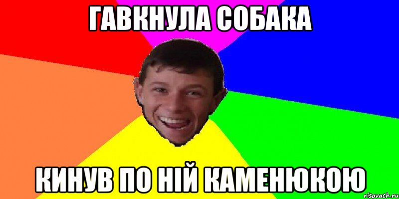 гавкнула собака кинув по ній каменюкою