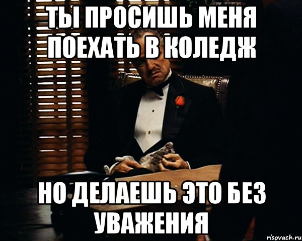 ты просишь меня поехать в коледж но делаешь это без уважения, Мем Дон Вито Корлеоне