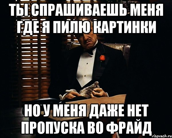 Ты спрашиваешь меня где я пилю картинки Но у меня даже нет пропуска во фрайд, Мем Дон Вито Корлеоне