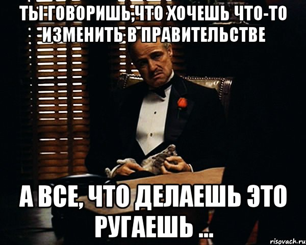 Ты говоришь,что хочешь что-то изменить в правительстве А все, что делаешь это ругаешь ..., Мем Дон Вито Корлеоне