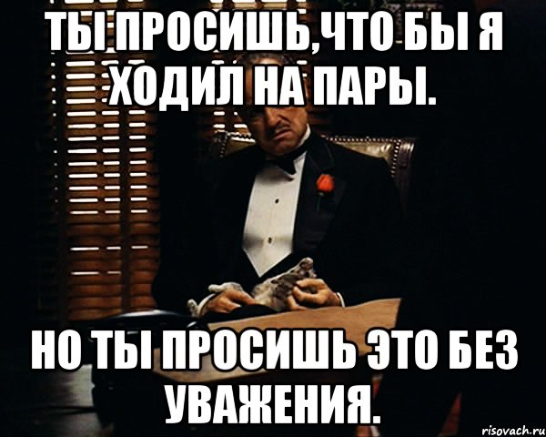 Ты просишь,что бы я ходил на пары. Но ты просишь это без уважения., Мем Дон Вито Корлеоне