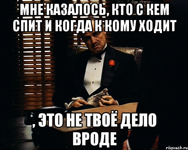 мне казалось, кто с кем спит и когда к кому ходит , это не твоё дело вроде, Мем Дон Вито Корлеоне