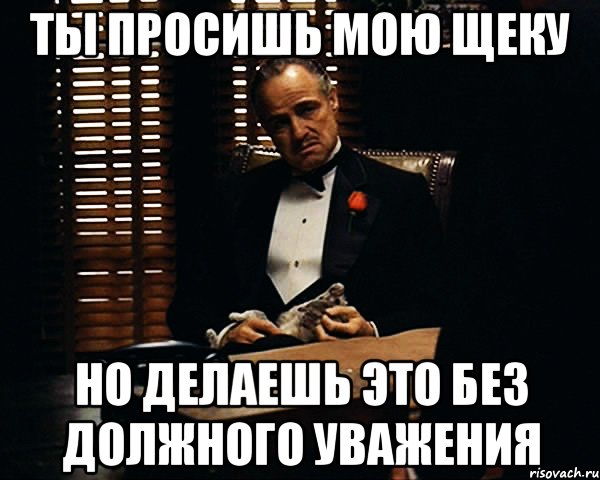 Ты просишь мою щеку Но делаешь это без должного уважения, Мем Дон Вито Корлеоне