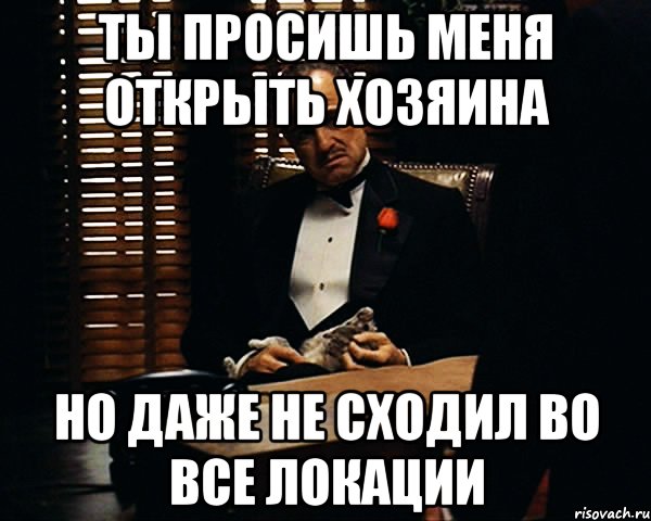 Ты просишь меня открыть Хозяина Но даже не сходил во все локации, Мем Дон Вито Корлеоне