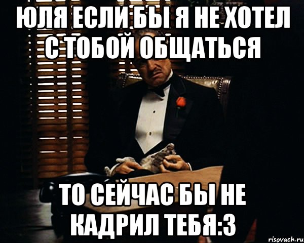 Юля если бы я не хотел с тобой общаться то сейчас бы не кадрил тебя:3, Мем Дон Вито Корлеоне