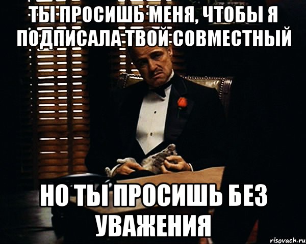 ты просишь меня, чтобы я подписала твой совместный но ты просишь без уважения, Мем Дон Вито Корлеоне