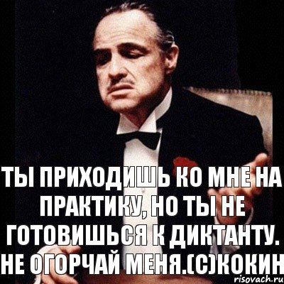 ТЫ приходишь ко мне на практику, но ты не готовишься к диктанту. не огорчай меня.(с)Кокин, Комикс Дон Вито Корлеоне 1