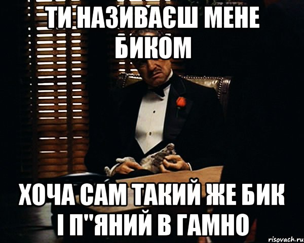 Ти називаєш мене Биком Хоча сам такий же Бик і п"яний в гамно, Мем Дон Вито Корлеоне