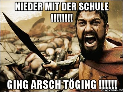 Nieder mit der Schule !!!!!!!! ging Arsch Töging !!!!!!, Мем Это Спарта