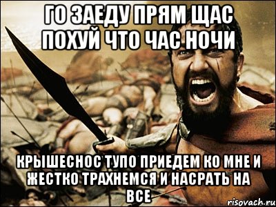 ГО ЗАЕДУ ПРЯМ ЩАС ПОХУЙ ЧТО ЧАС НОЧИ КРЫШЕСНОС ТУПО ПРИЕДЕМ КО МНЕ И ЖЕСТКО ТРАХНЕМСЯ И НАСРАТЬ НА ВСЕ, Мем Это Спарта