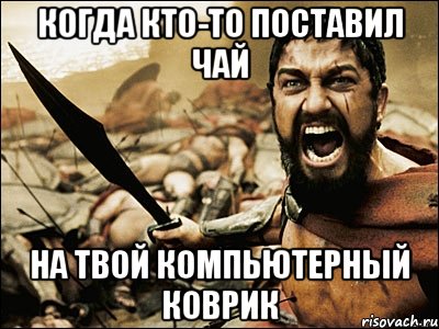 когда кто-то поставил чай на твой компьютерный коврик, Мем Это Спарта