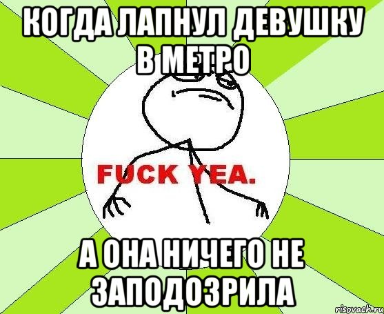 Когда лапнул девушку в метро А она ничего не заподозрила, Мем фак е