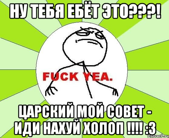 ну тебя ебёт это???! царский мой совет - ИДИ НАХУЙ ХОЛОП !!!! :3, Мем фак е