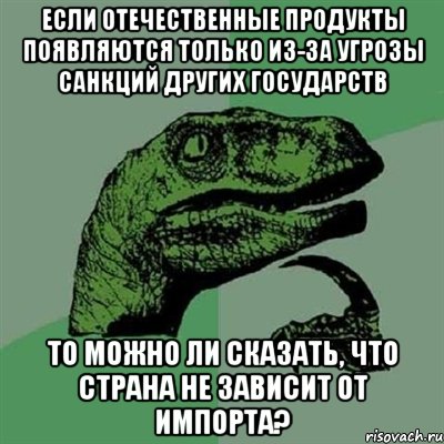 Если отечественные продукты появляются только из-за угрозы санкций других государств То можно ли сказать, что страна не зависит от импорта?, Мем Филосораптор