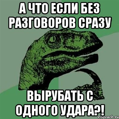 а что если без разговоров сразу вырубать с одного удара?!, Мем Филосораптор