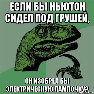 Если бы Ньютон сидел под грушей, он изобрел бы электрическую лампочку?, Мем Филосораптор