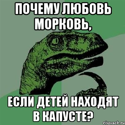 Почему любовь морковь, если детей находят в капусте?, Мем Филосораптор