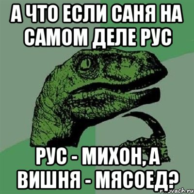 А ЧТО ЕСЛИ САНЯ НА САМОМ ДЕЛЕ РУС РУС - МИХОН, А ВИШНЯ - МЯСОЕД?, Мем Филосораптор