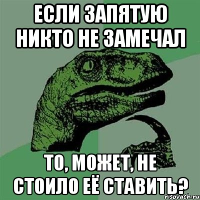 если запятую никто не замечал то, может, не стоило её ставить?, Мем Филосораптор