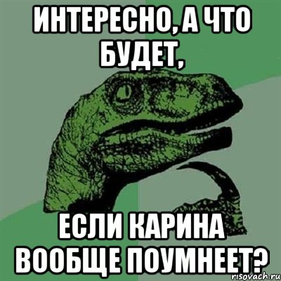 интересно, а что будет, если карина вообще поумнеет?, Мем Филосораптор