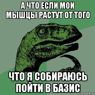 А что если мои мышцы растут от того что я собираюсь пойти в базис, Мем Филосораптор