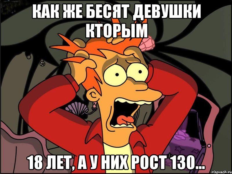 Как же бесят девушки кторым 18 лет, а у них рост 130..., Мем Фрай в панике