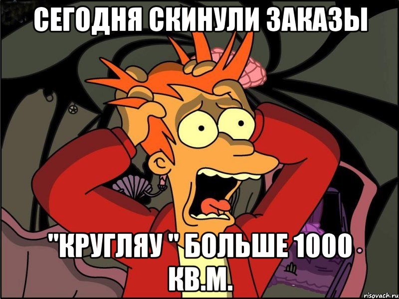 сегодня скинули заказы "кругляу " больше 1000 кв.м., Мем Фрай в панике