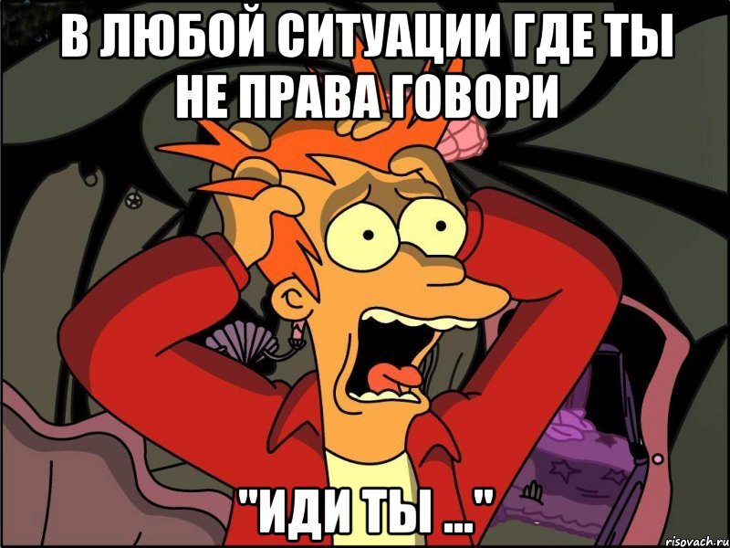 В любой ситуации где ты не права говори "иди ты ...", Мем Фрай в панике