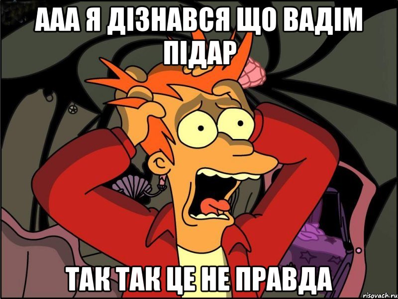 ааа я дізнався що вадім підар так так це не правда, Мем Фрай в панике