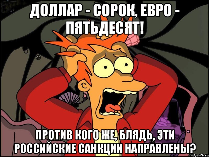 Доллар - сорок, евро - пятьдесят! Против кого же, блядь, эти РОССИЙСКИЕ санкции направлены?, Мем Фрай в панике