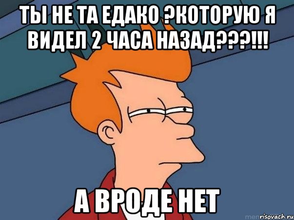 Ты не ТА ЕДАКО ?Которую я видел 2 часа назад???!!! А вроде нет, Мем  Фрай (мне кажется или)