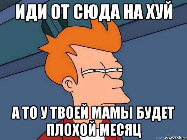 Иди от сюда на хуй А то у твоей мамы будет плохой месяц, Мем  Фрай (мне кажется или)